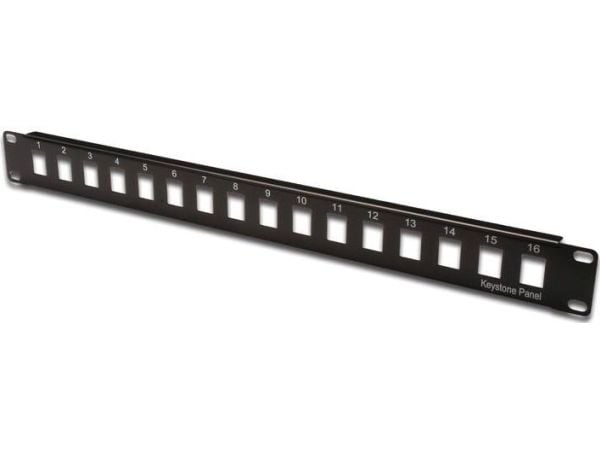 DIGITUS Professional DN-91400 - Patch-panel - UTP - svart, RAL 9005 - 1U - 19" - 16 portar