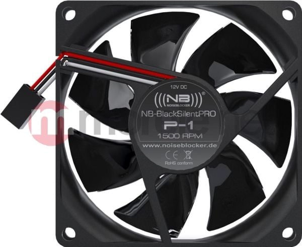 Noiseblocker BlackSilentPro P-1, Vifte, 8 cm, 1500 RPM, 15,4 dB, 17,2 cfm, Sort