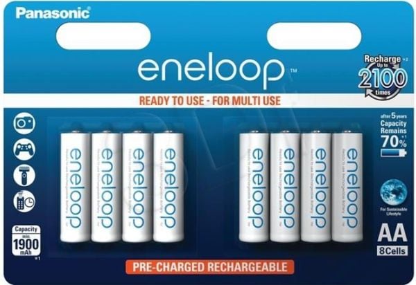 Panasonic eneloop BK-3MCCE/8BE - Batteri 8 x AA typ - NiMH - (uppladdningsbart) - 1900 mAh