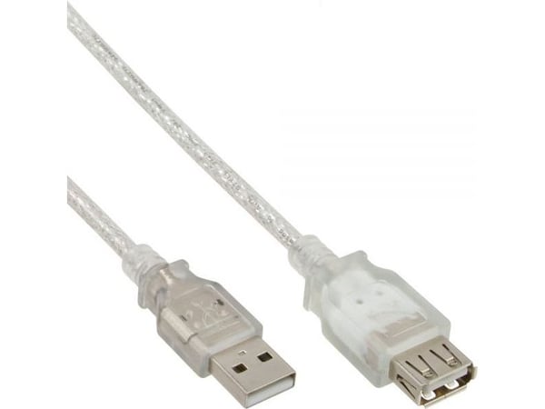 InLine 34618, 2 m, USB A, USB A, Hankjønn/hunkjønn, 0,48 Gbit/s, Gjennomsiktig