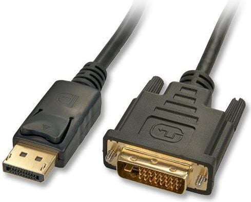 Lindy 41490, 1 m, DVI-D, DisplayPort, Gull, 2,7 Gbit/s, Sort