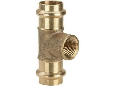 VIEGA SANPRESS tee 18mm x½" af rødgods, med SC-Contur med indvendig gevind