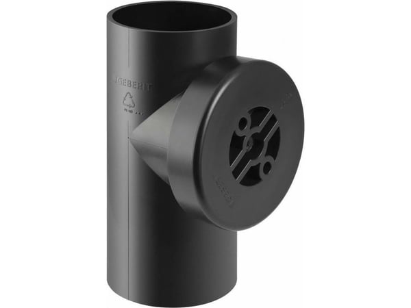 110 mm x 90° Renserør med dæksel sort PEH Geberit