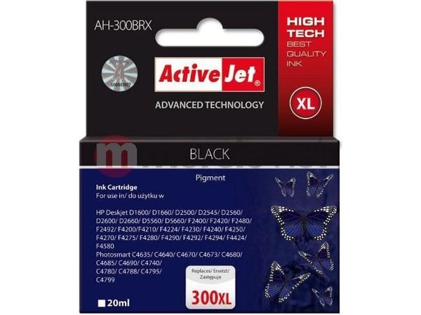 Activejet AH-300BRX, Høyt (XL) utbytte, Pigmentbasert blekk, 20 ml, 1 stykker