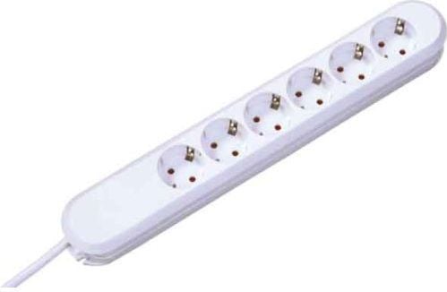 Bachmann SMART 6x Schuko H05VV-F 3G 1.50mm² 16A/3680W 5m, 5 m, Muovi, Valkoinen, 6 AC-pistorasia(a), 3680 W, 16 A