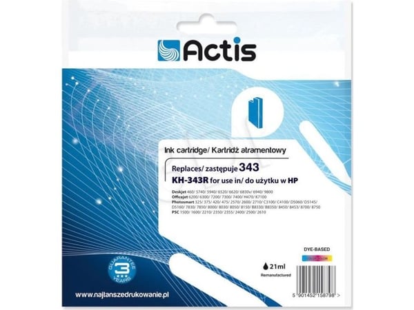Actis KH-343R muste (korvaava HP 343 C8766EE; Standard; 21 ml; väri)