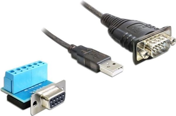 DeLOCK 62406, Musta, 0,82 m, USB A-tyyppi, DB-9, Uros, Uros