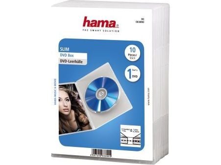 Hama - Tunt genomskinligt lagringsfodral för CD/DVD - kapacitet: 1 CD - transparent (paket om 10)