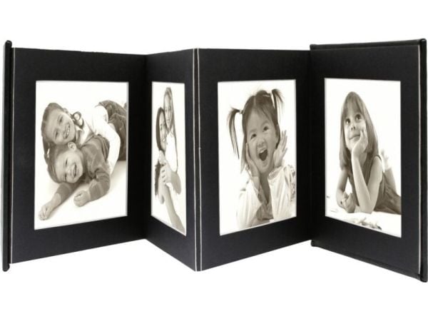 Deknudt Leporello, Sort, 8 ark, 15 x 20 cm, 195 mm, 245 mm, 2 cm