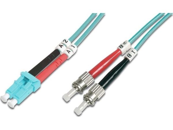 DIGITUS - Koblingskabel - LC multimodus (hann) til ST flermodus (hann) - 5 m - 5 m - fiberoptisk - 50 / 125 mikroner - OM3 - med støvel, halogenfri...