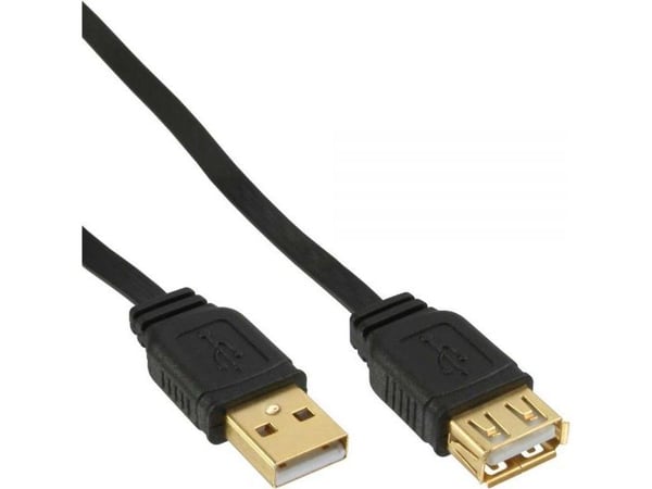 InLine 34603F, 3 m, USB A, USB A, USB 2.0, han/hon-kontakt, svart