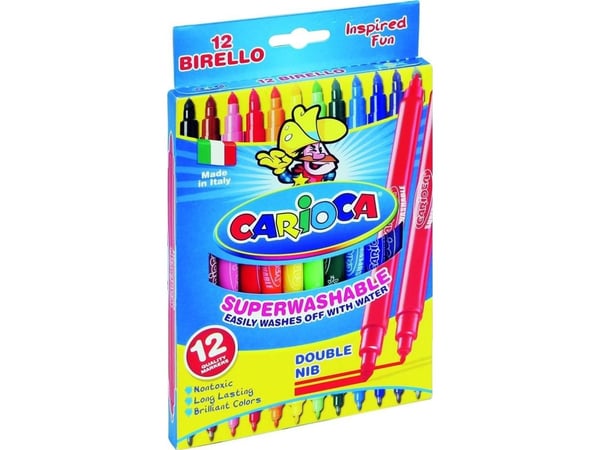 Flomasteriai CARIOCA BIRELLO, dvipusiai, 12 spalvų
