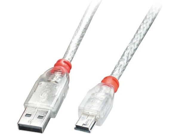 Lindy 41781, 0,5 m, USB A, Mini-USB B, USB 2.0, Läpinäkyvä