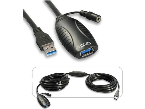 Lindy 43156, 10 m, USB A, USB A, USB 3.2 Gen 1 (3.1 Gen 1), 5 Gbit/s, Svart