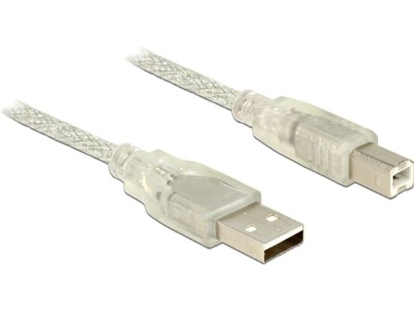 Delock - USB-kabel - USB-type B (hann) til USB (hann) - USB 2.0 - 3 m - gjennomsiktig