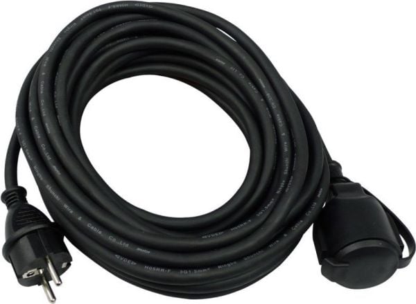 REV 0065259, 25 m, Sisä- ja ulkokäyttöön, IP44, 1,5 mm², kumi, musta