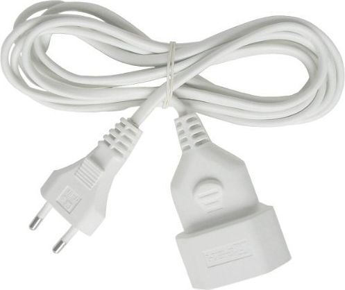 brennenstuhl H03VVH2-F 2x0.75 - Jatkojohto verkkovirralle - IEC 60906-1 (naaras) - Europlug (uros) - 3 m - litteä - valkoinen