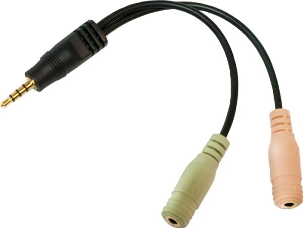 LogiLink - Audioadapter - mini-phone stereo 3.5 mm hunn til 4-polsminijakk hann - 15 cm - svart