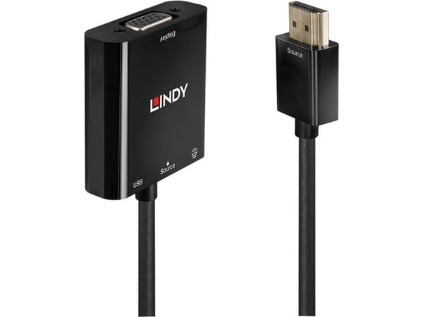 Lindy 38285, 0,1 m, HDMI Type A (Standard), VGA (D-Sub), Hankjønn, Hunkjønn, Rett