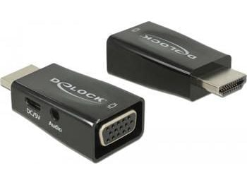 DeLOCK 65901, HDMI A, VGA & 3.5 mm Audio, Musta