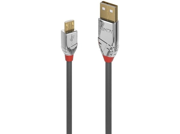 Lindy 36653, 3 m, USB A, Micro-USB B, USB 2.0, 0,48 Gbit/s, Grå