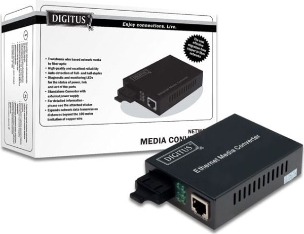 DIGITUS DN-82020-1 - Kuitumuunnin - 100Mb LAN - 10Base-T, 100Base-FX, 100Base-TX - RJ-45/SC multimode - enintään 2 km - 1310 nm