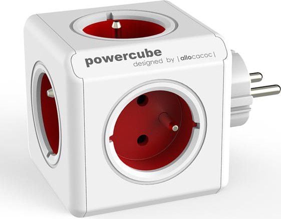Allocacoc PowerCube Original Type E, Sisätila, Tyyppi E, Punainen, CE, 5 AC-pistorasia(a), 16 A