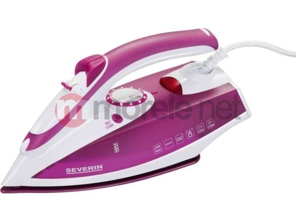 SEVERIN BA 3243 - Dampstrykejern - strykesål: rustfritt stål - 2400 W - hvit/fiolett