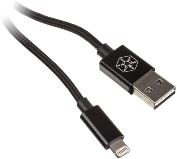 SilverStone CPU03 - Lightning-kaapeli - USB han omvendelig til Lightning han - 1 m - mattamusta - Apple iPadille/iPhonelle/iPodille (Lightning)