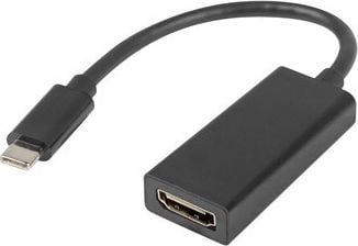 Lanberg - Video/audio-adapter - USB-C hann til HDMI hunn - 15 cm - svart