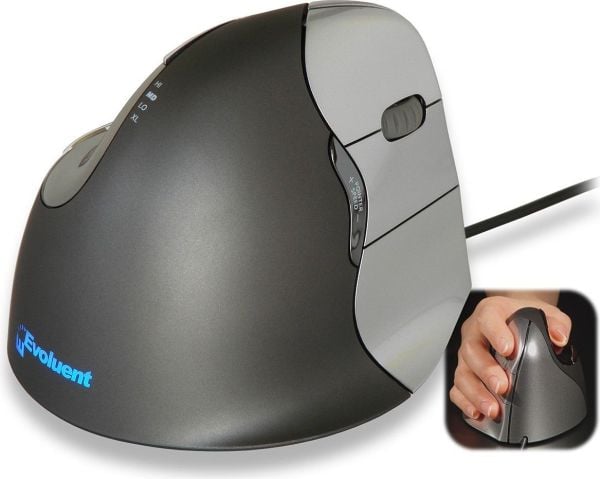 Evoluent VerticalMouse 4 Right - Vertikal mus - høyrehendt - laser - 6 knapper - kablet - USB