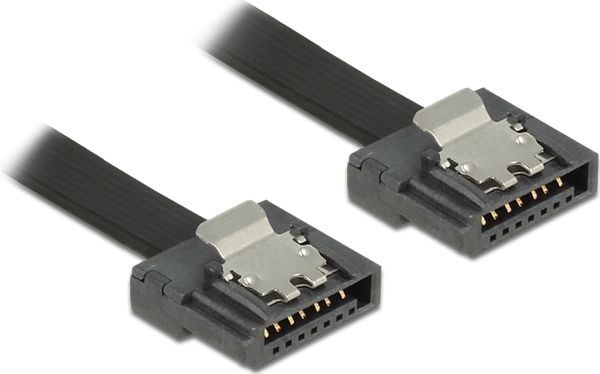Delock FLEXI - SATA-kabel - Serial ATA 150/300/600 - SATA (hann) til SATA (hann) - 50 cm - låst - svart