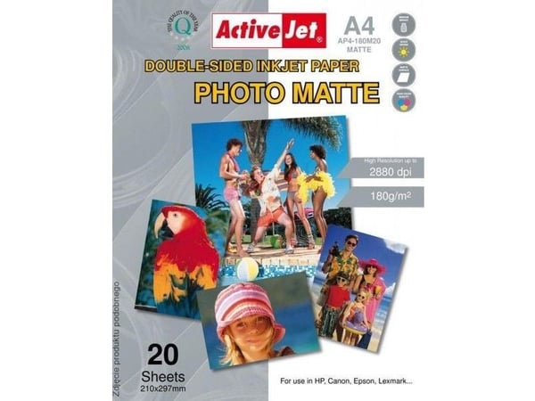 Activejet AP4-125M100, Hvit, Matte, 125 g/m², Blekkdyse, A4, 21x29.7 cm