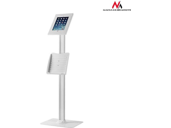 Maclean-stativ Gulvstativ med katalogplass Hvit (MC-724) for iPad 2/3/4 / og IPAD Air / Air2 / 9,7" Pro