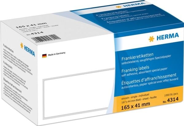 HERMA - Hvit - 165 x 41 mm 1000 etikett(er) selvklebende frankeringsetiketter med merkelapp
