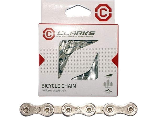 Clarks kjede til sykkel CLARK'S YBN C10 SHIMANO CAMPAGNOLO SRAM (10 gir, CP 1/2"x11/128", lengde 116 ledd, bredde 5,9 mm, hurtiglenke) standard sølv