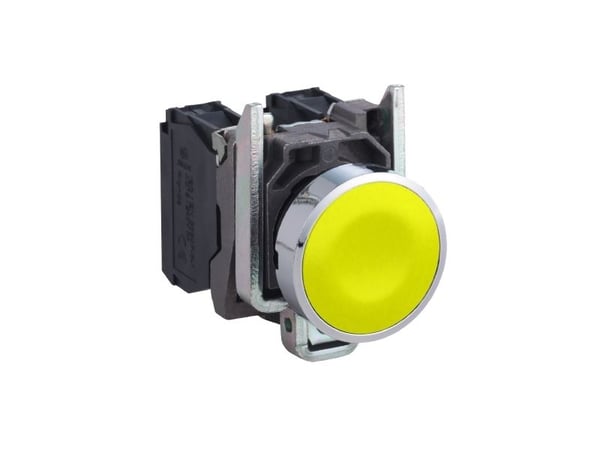 Schneider Electric XB4BA51, Painikekytkin, Langallinen, Metalli, Zamak, Keltainen, IP66, IP67, BV CSA DNV GL LROS (Lloyds register of shipping) RIN...