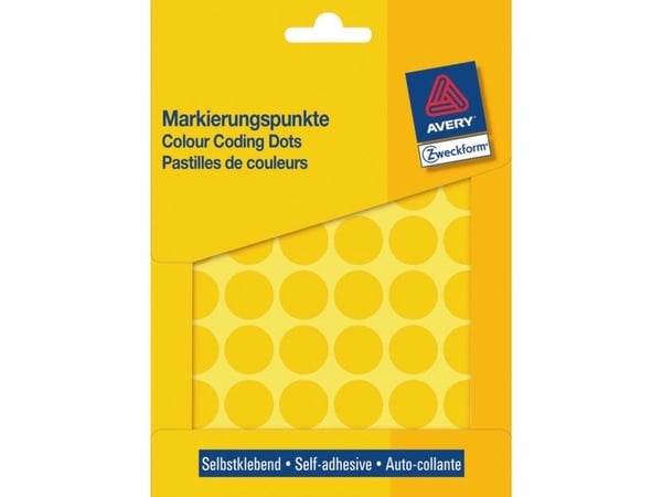 Avery Zweckform - Fargekodeprikk - 1,8 cm-diameter - gul (en pakke 1056)