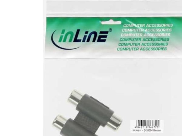 InLine 99318, Cinch female, 2xRCA, Svart, Silver