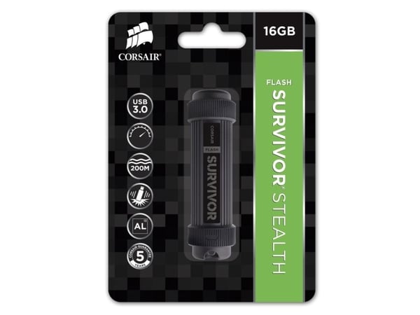 Corsair Flash Survivor Stealth, 64 GB, USB A-tyyppi, 3.2 Gen 1 (3.1 Gen 1), Muu, Musta