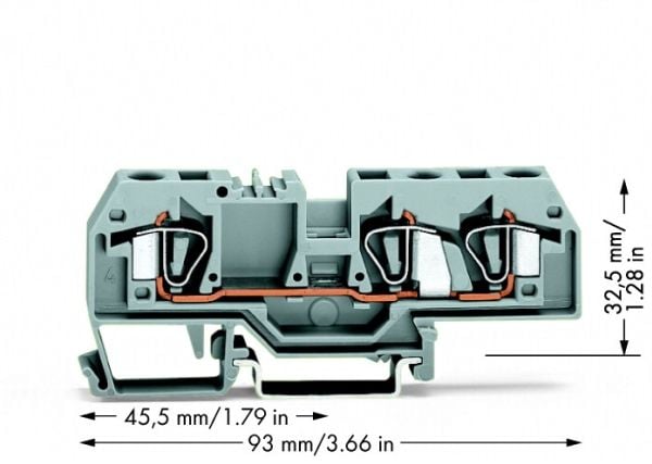 Wagon 3-johtiminen väyläliitin 6mm2 harmaa (282-681)
