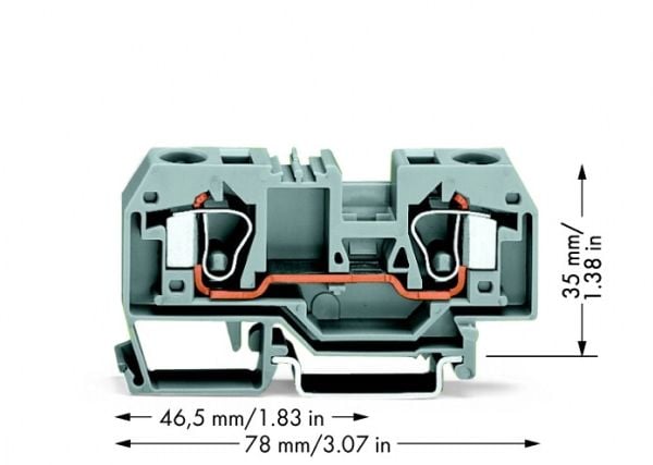 Wago Skenanslutning 2-ledare 10mm2 grå (284-901)