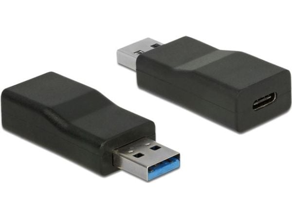 Delock - USB-adapter - USB-type A (hann) til USB-C (hunn) - USB 3.1 Gen 2 - 1 A - aktiv - svart