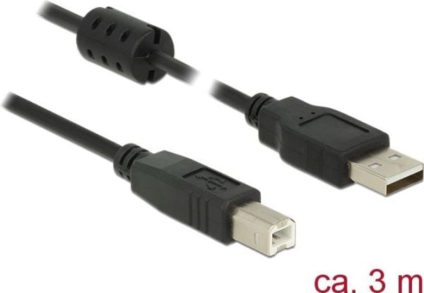 Delock - USB-kabel - USB (hann) til USB-type B (hann) - USB 2.0 - 3 m - svart