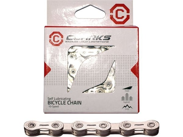 Clarks kjedelås/lenke - YBN CSL-H10CR SHIMANO CAMPAGNOLO SRAM (10 gir, 1/2"x11/128" 116 ledd, 5.9mm, kjedefeste, super lett, krom) smøres sølv