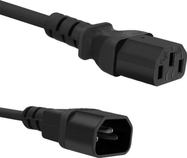 Qoltec - Johdinsarja - IEC 60320 C13 til IEC 60320 C14 - AC 250 V - 10 A - 3 m - 3 m