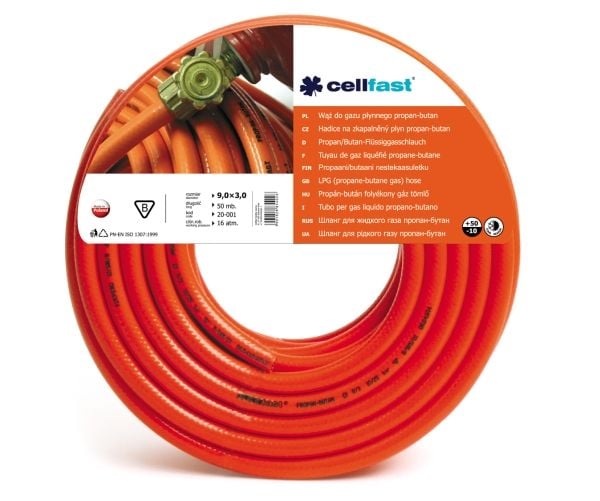 Cellfast Wąż do gazu płynnego propan-butan 9x3mm 50m 20-001 Cellfast Wąż do gazu płynnego propan-butan 9x3mm 50m 20-001