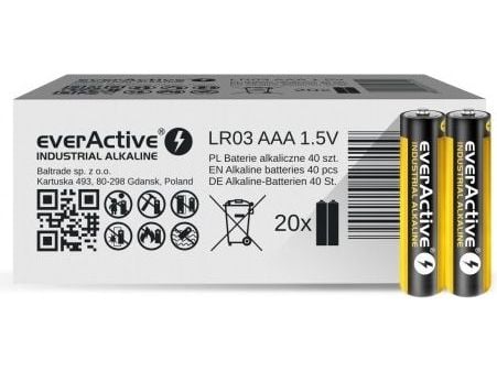 Everactive EVLR03S2IK, Engångsbatteri, AAA, Alkalisk, 40 styck, 1100 mAh, 5 År
