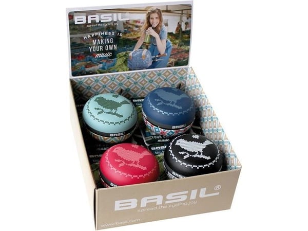 Basil sykkelklokke BIG BELL BOHEME 80 mm mixfarger - pakke med 4 stk. (BAS-50437)