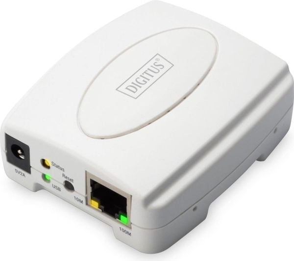 DIGITUS Fast Ethernet Print Server DN-13003-2 - Skriverserver - USB 2.0 - 100Mb LAN - 100Base-TX